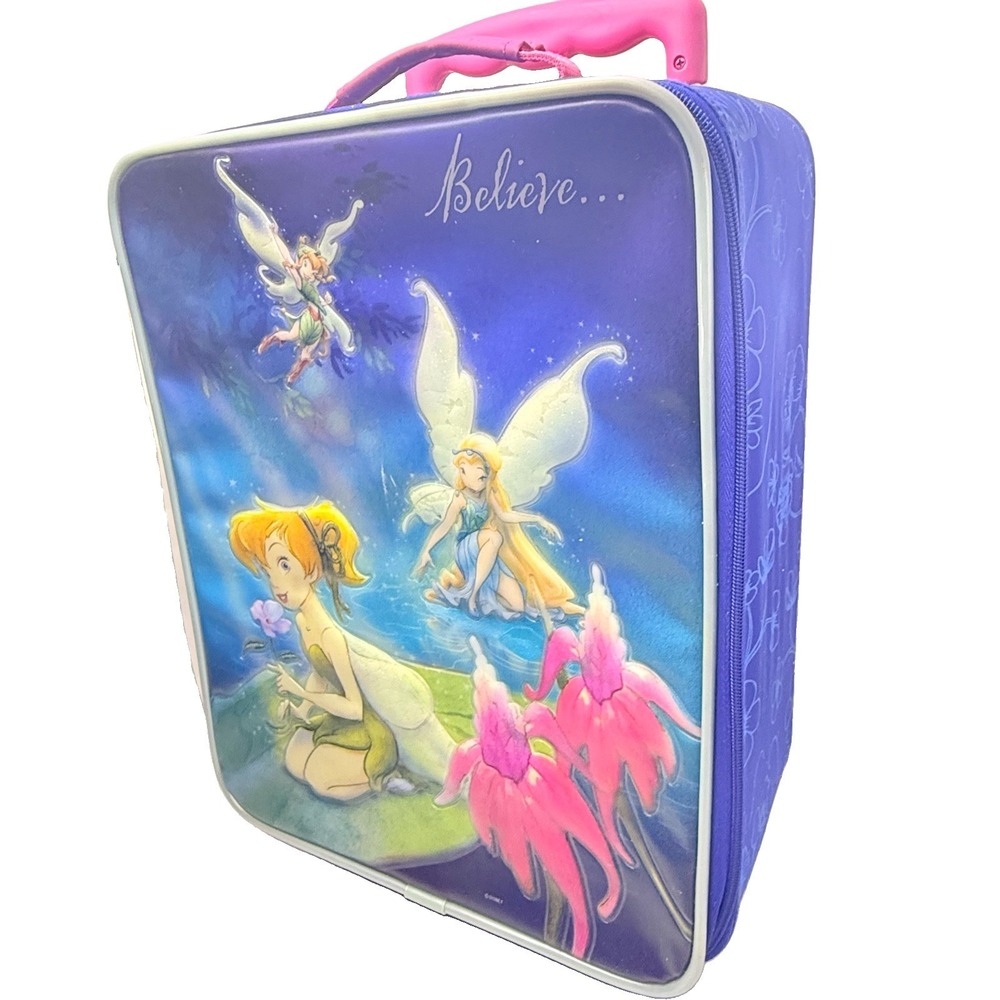 Vintage Disney Fairies Pixie Hollow Rolling Case Tinker Bell Rani Beck Y2K